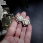 Vintage Chanel Diamond Button Clip On Earrings