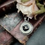 Vintage Black White Chanel Button Pendant