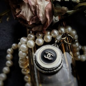 Vintage Black White Chanel Button Pendant