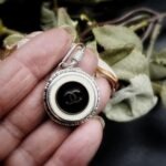 Vintage Black White Chanel Button Pendant