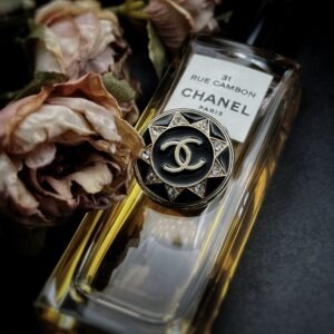 Vintage Black Crystal Chanel Button Brooch