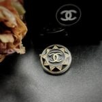 Vintage Black Crystal Chanel Button Brooch