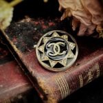 Vintage Black Crystal Chanel Button Brooch