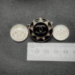 "Elaine" Vintage Black Crystal Button Brooch - Image 14