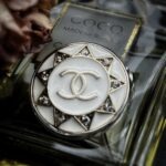 Vintage White Crystal Chanel Button Brooch