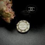 Vintage White Crystal Chanel Button Brooch