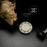 Vintage White Crystal Chanel Button Brooch