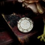 Vintage White Crystal Chanel Button Brooch