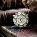 Vintage White Crystal Chanel Button Brooch