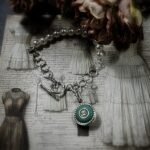 Vintage Chanel Silver Pearl Button Charm Bracelet