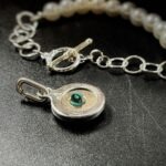 Vintage Chanel Silver Pearl Button Charm Bracelet