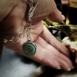 Vintage Chanel Silver Pearl Button Charm Bracelet