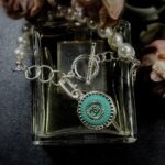 Vintage Chanel Silver Pearl Button Charm Bracelet