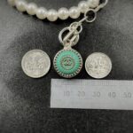 Vintage Chanel Silver Pearl Button Charm Bracelet