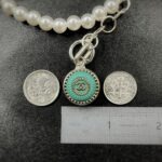 Vintage Chanel Silver Pearl Button Charm Bracelet