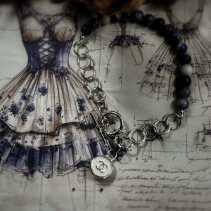 Vintage Chanel Silver Beaded Button Charm Bracelet