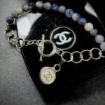 Vintage Chanel Silver Beaded Button Charm Bracelet