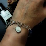Vintage Chanel Silver Beaded Button Charm Bracelet