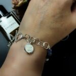 Vintage Chanel Silver Beaded Button Charm Bracelet