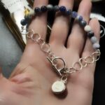 Vintage Chanel Silver Beaded Button Charm Bracelet
