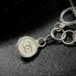Vintage Chanel Silver Beaded Button Charm Bracelet