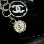 Vintage Chanel Silver Beaded Button Charm Bracelet