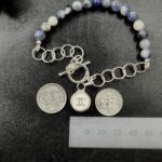Vintage Chanel Silver Beaded Button Charm Bracelet