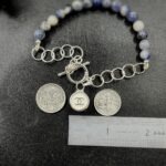 Vintage Chanel Silver Beaded Button Charm Bracelet