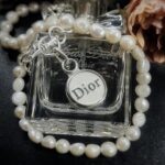Vintage 1960s Dior Button Pendant with Silver and Pearl Necklace.
