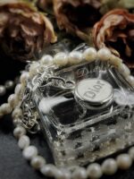 Vintage 1960s Dior Button Pendant with Silver and Pearl Necklace.