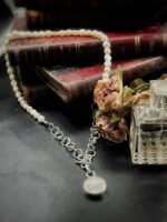 Vintage 1960s Dior Button Pendant with Silver and Pearl Necklace.
