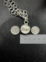 Vintage 1960s Dior Button Pendant with Silver and Pearl Necklace.
