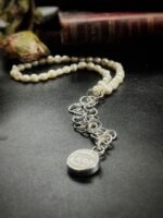 Vintage 1960s Dior Button Pendant with Silver and Pearl Necklace.