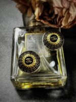 Black Chanel Domed Button Clip On Earrings