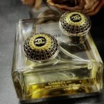 Black Chanel Domed Button Clip On Earrings