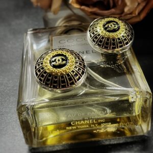 Black Chanel Domed Button Clip On Earrings