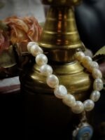 "Isabelle" Blue Vintage Chanel Button Charm and Pearl Bracelet - Image 11