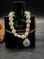 "Isabelle" Blue Vintage Chanel Button Charm and Pearl Bracelet - Image 6
