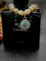 "Isabelle" Blue Vintage Chanel Button Charm and Pearl Bracelet - Image 4