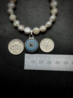 "Isabelle" Blue Vintage Chanel Button Charm and Pearl Bracelet - Image 15
