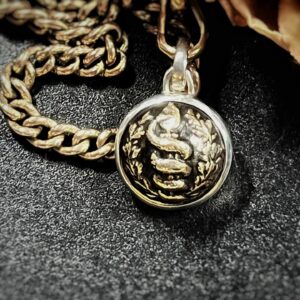 French antique WW1 Military Medical Uniform Button Pendant