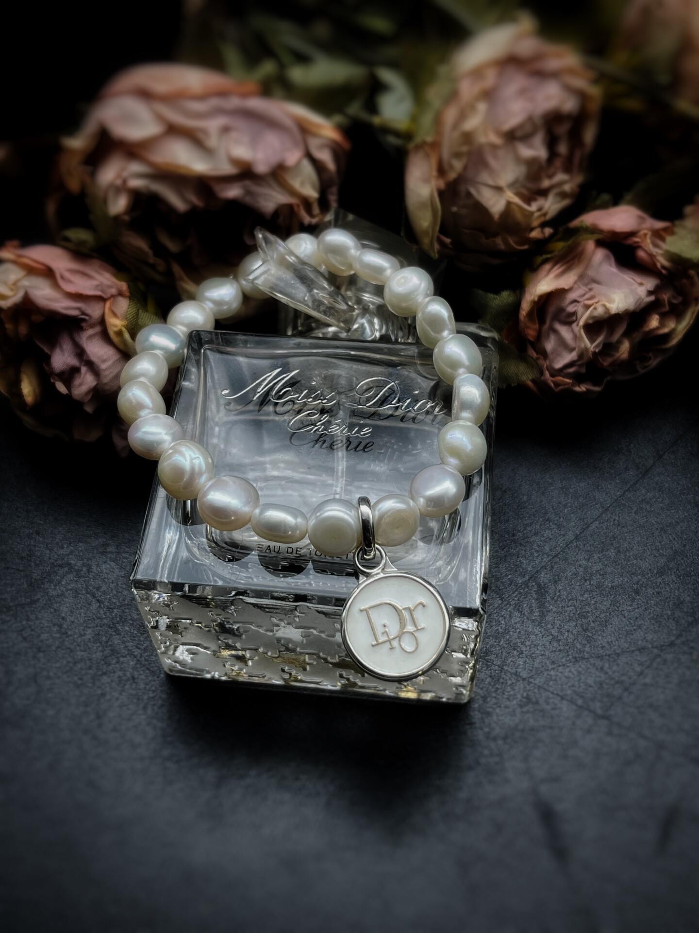 Vintage White Dior Button Charm Bracelet Vintage White Dior Button Charm Bracelet