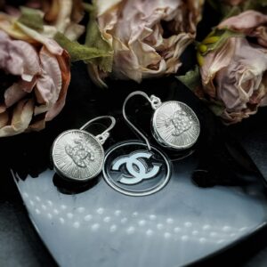 1950s Chanel Silver Diamond Button Earrings