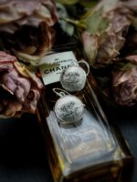 1950s Chanel Silver Diamond Button Earrings