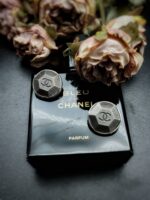 1980s Chanel Hexagon Button Earrings
