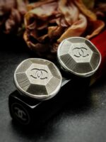1980s Chanel Hexagon Button Earrings