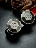 1980s Chanel Hexagon Button Earrings