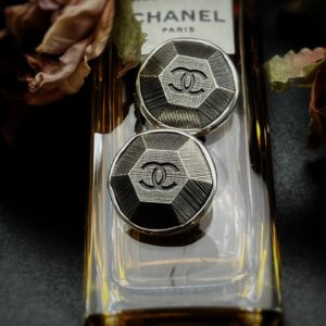 1980s Chanel Hexagon Button Earrings