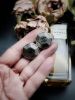 1980s Chanel Hexagon Button Earrings