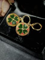 Gucci Green Flora Button Earrings